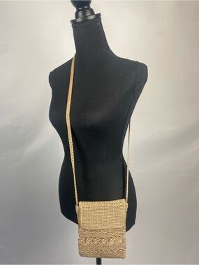 Handcrafted Woven Crossbody Bag in Beige